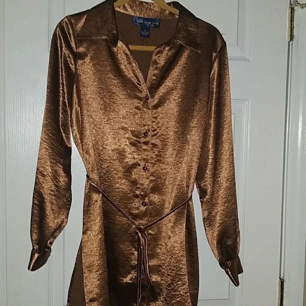 Susan Graver Bronze long tunic NEW Sz M NWOT